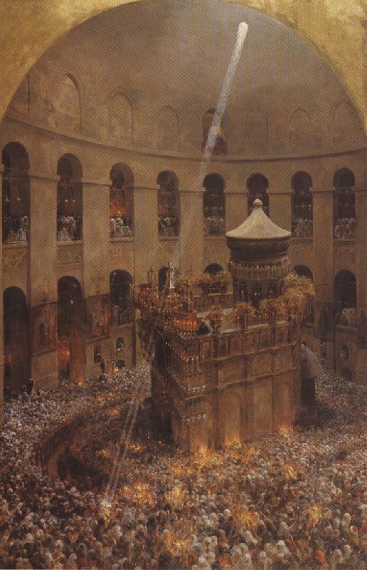 Eugene Girardet The Sacred Fire of Jerusalem Germany oil painting art